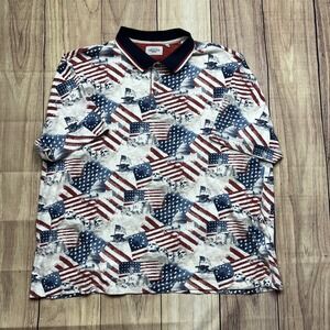 American Legacy Mens 2XL Patriotic USA Flag Mount Rushmore Polo Shirt